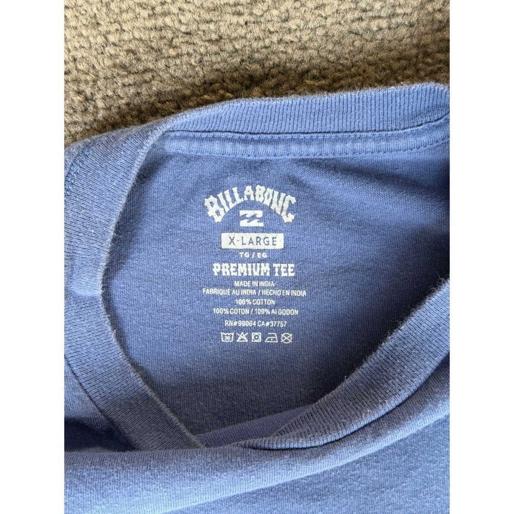 Billabong Mens XL Blue Pocket Graphic T-Shirt Premium Tee Surf Sun Wave 1973 - Picture 2 of 7